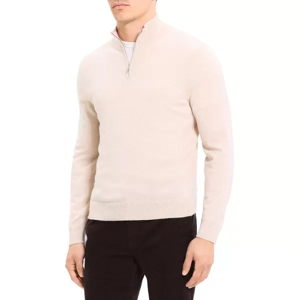 Theory Mens Hilles Quarter Zip Cashmere SweaterWheat