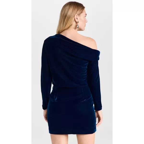 Theory Womens Asymmetrical Off Shoulder Mini DressBlueberry