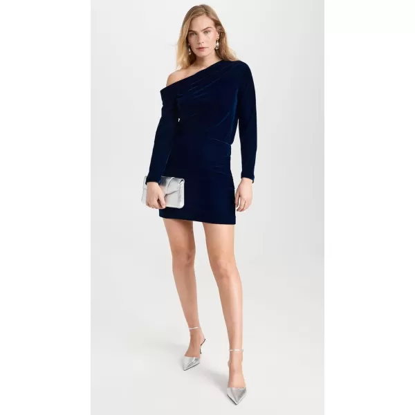 Theory Womens Asymmetrical Off Shoulder Mini DressBlueberry