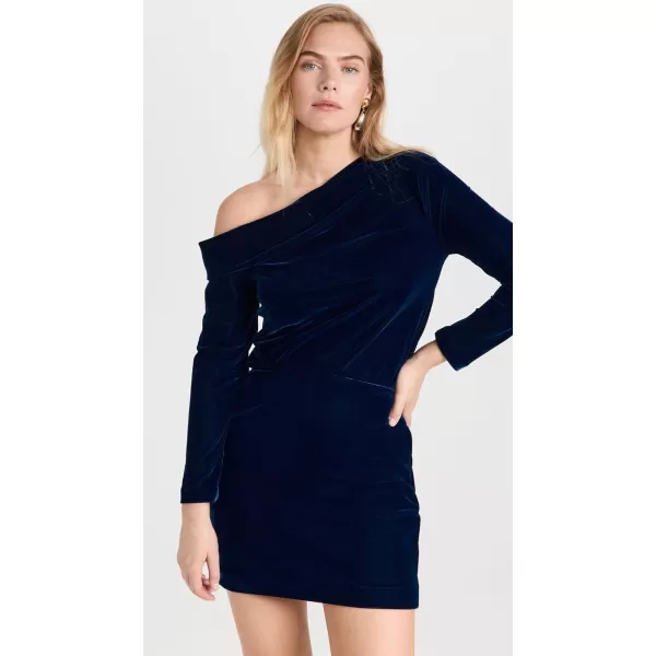 Theory Womens Asymmetrical Off Shoulder Mini DressBlueberry