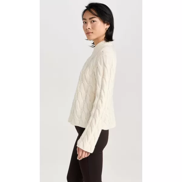 Theory Womens Felted Wool Cable Knit SweaterIvory