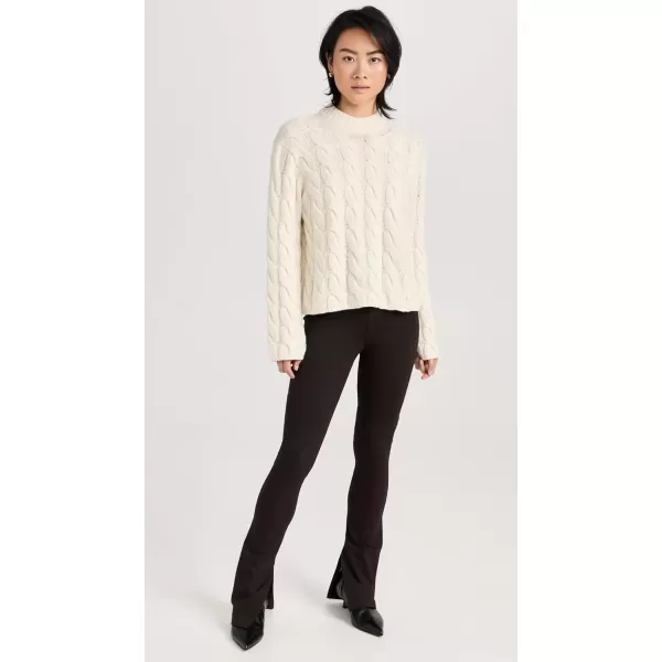 Theory Womens Felted Wool Cable Knit SweaterIvory