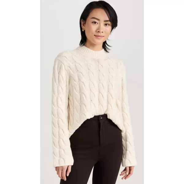 Theory Womens Felted Wool Cable Knit SweaterIvory