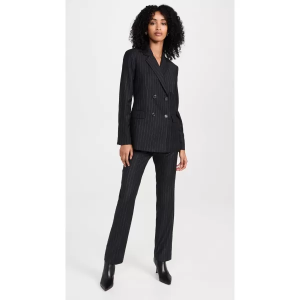 Theory Womens Pinstripe Slim DoubleBreasted JacketCharcoal Multi