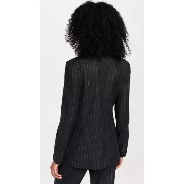 Theory Womens Pinstripe Slim DoubleBreasted JacketCharcoal Multi