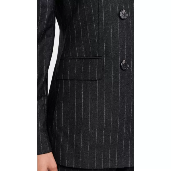 Theory Womens Pinstripe Slim DoubleBreasted JacketCharcoal Multi