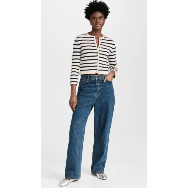 Theory Womens Stripe CardiganCreamBright Navy