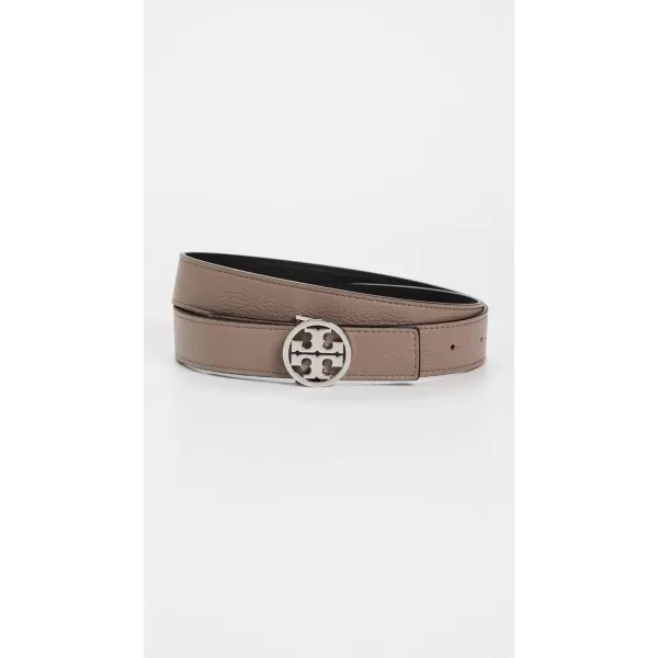 Tory Burch Womens 1 Reversible Logo BeltGray HeronBlackSilver