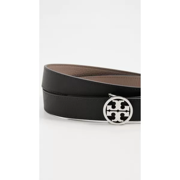 Tory Burch Womens 1 Reversible Logo BeltGray HeronBlackSilver