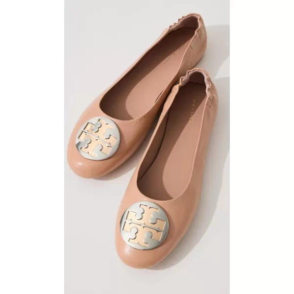 Tory Burch Womens Claire Ballet FlatsLight SandGoldSilver