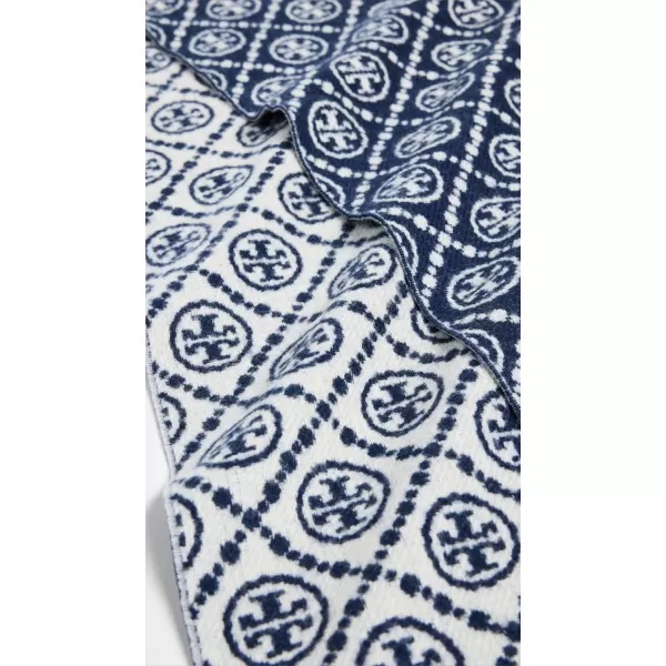 Tory Burch Womens Classic Large Monogram Oblong ScarfClassic L Monogram Navy