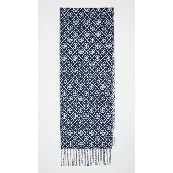 Tory Burch Womens Classic Large Monogram Oblong ScarfClassic L Monogram Navy