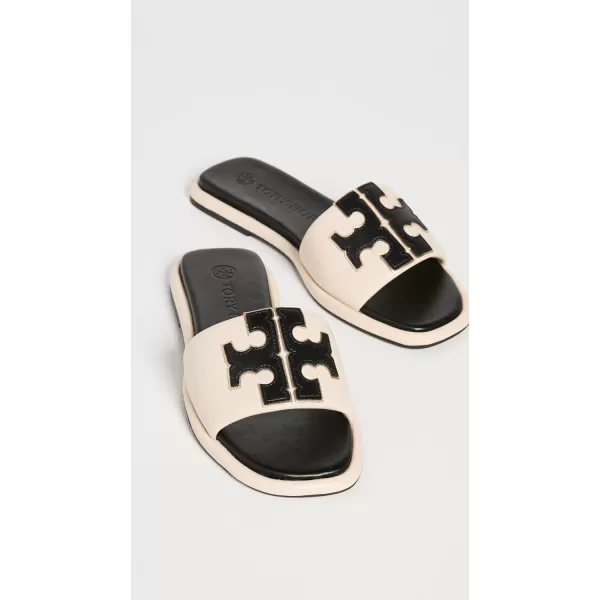 Tory Burch Womens Double T Sport SlidesNew CreamPerfect BlackGold