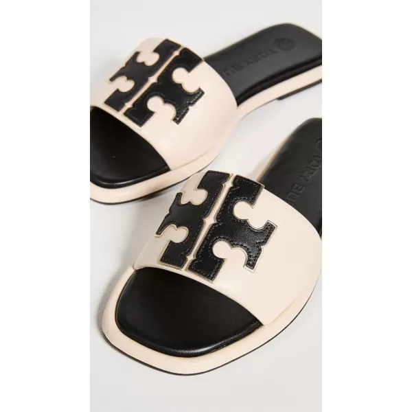 Tory Burch Womens Double T Sport SlidesNew CreamPerfect BlackGold