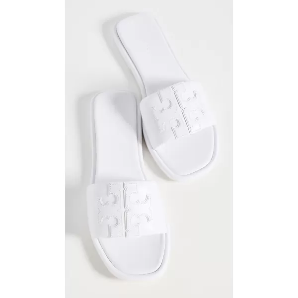 Tory Burch Womens Double T Sport SlidesOptical White