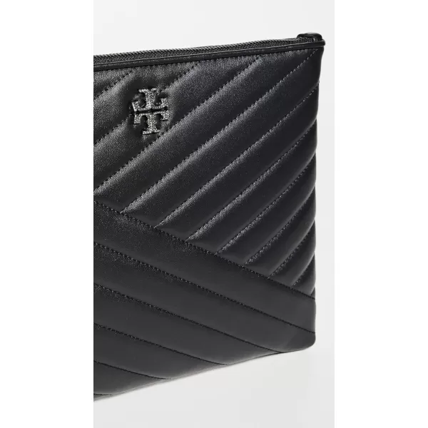 Tory Burch Womens Kira Chevron Pave Logo Pouch Black One SizeBlack