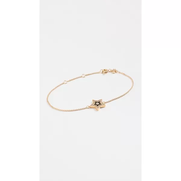 Tory Burch Womens Kira Enamel Star Chain BraceletTory GoldBlackCrystal