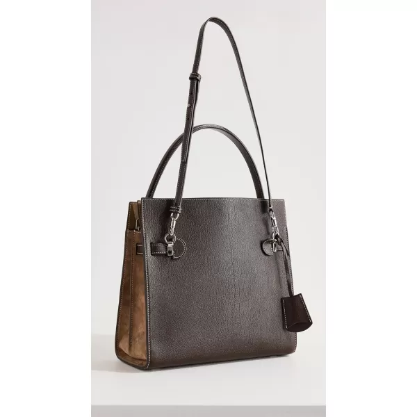 Tory Burch Womens Lee Radziwill Textured Double BagDark Mocha