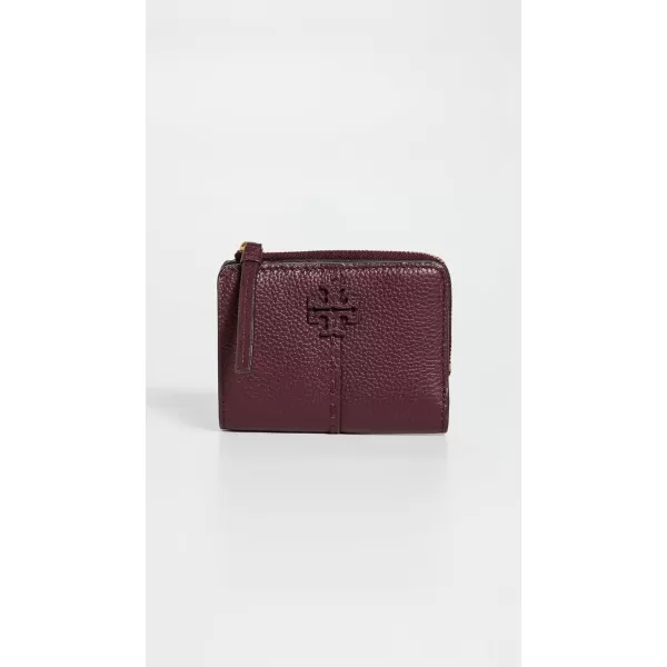 Tory Burch Womens McGraw Textured BiFold Wallet Wine Red One SizeWine