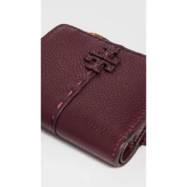 Tory Burch Womens McGraw Textured BiFold Wallet Wine Red One SizeWine