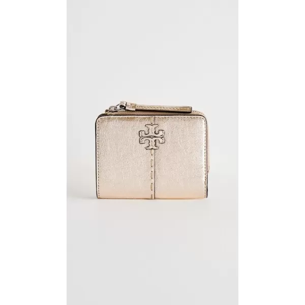 Tory Burch Womens Mcgraw Metallic BiFold Wallet Gold One SizeGold