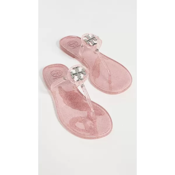 Tory Burch Womens Mini Miller Flat Thong Flip FlopsPink LoveSilver