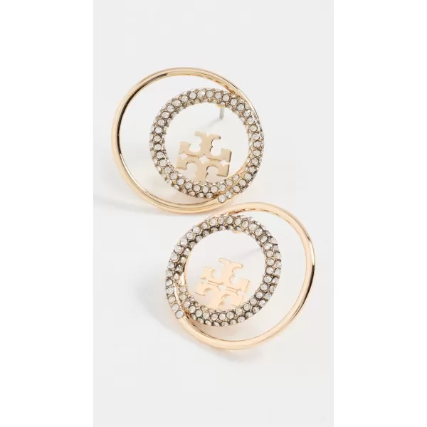 Tory Burch Womens Open Miller Stud EarringsTory GoldCrystal