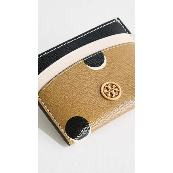 Tory Burch Womens Robinson Dotted Card Case Loop Dot  Taupe Tan Print One SizeLoop Dot  Taupe