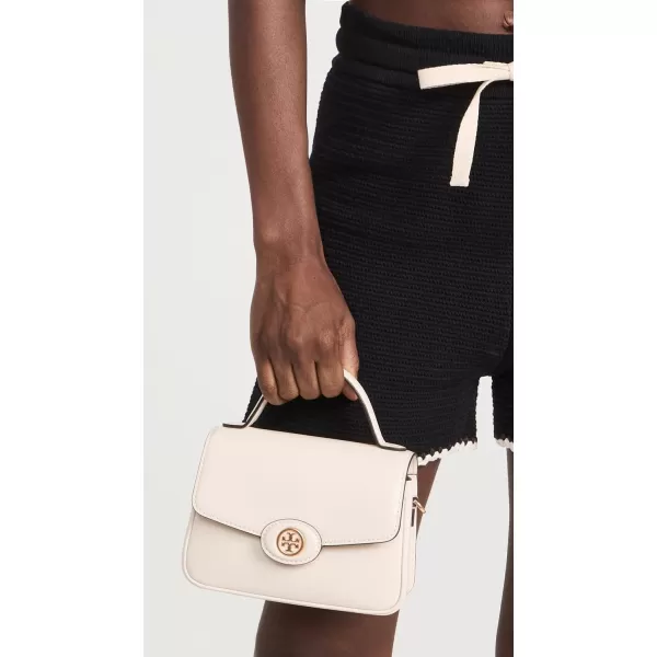 Tory Burch Womens Robinson Spazzolato Small Top Handle BagLight Cream