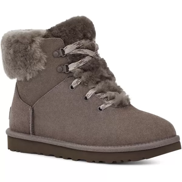 UGG Womens Classic Mini Alpine Lace Fashion BootCharcoal