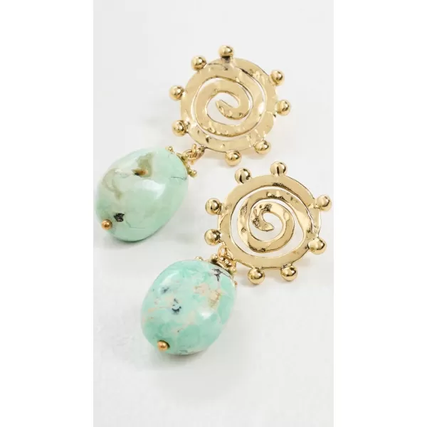 Ulla Johnson Womens Mini Spiral Stone EarringsGreen Turquoise