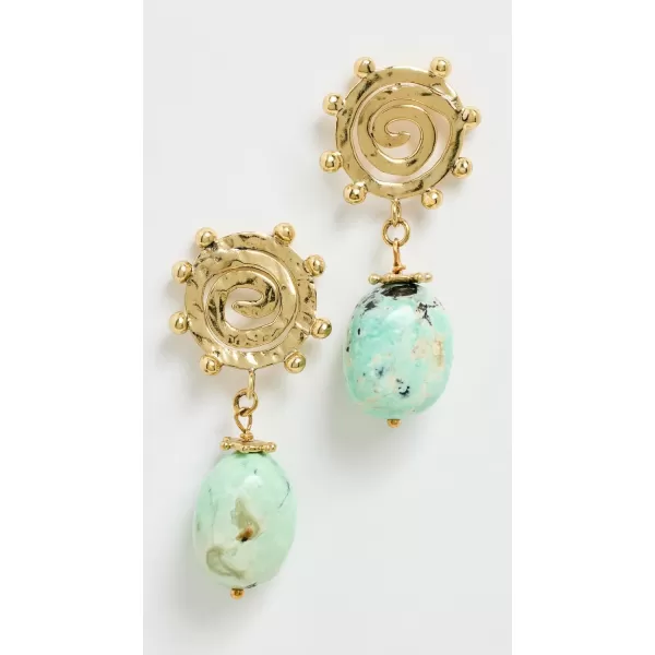 Ulla Johnson Womens Mini Spiral Stone EarringsGreen Turquoise