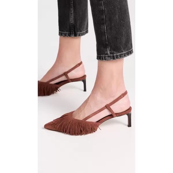 Ulla Johnson Womens Shira Fringe Sling BacksMahogany