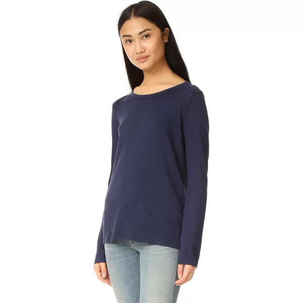 VELVET BY GRAHAM amp SPENCER Womens Originals Longsleeve Crewneck TeeBlue Chip