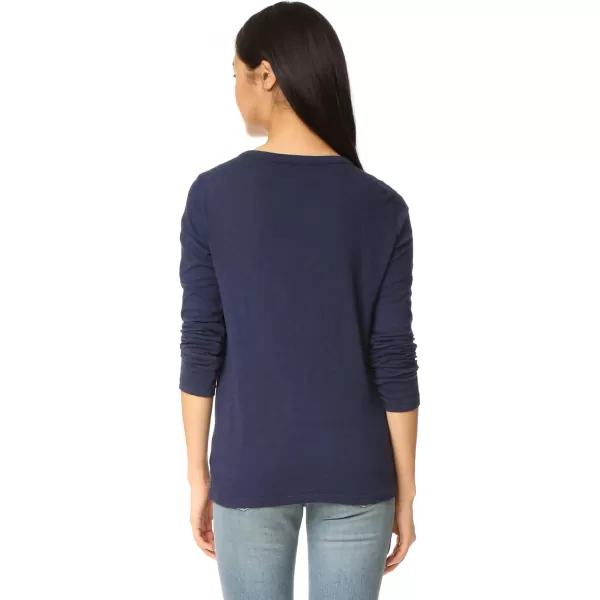 VELVET BY GRAHAM amp SPENCER Womens Originals Longsleeve Crewneck TeeBlue Chip