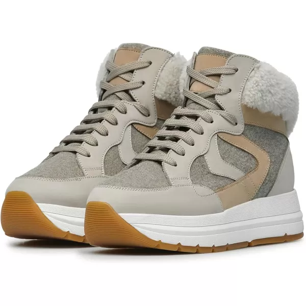 VOILE BLANCHE Womens Maran Flash High 2 Fur SneakersCreamBeige