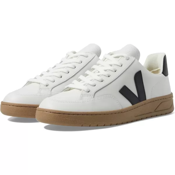 Veja Mens V10 Leather SneakersExtra WhiteBlackDune