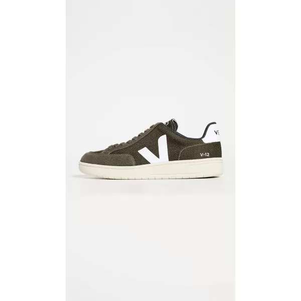 Veja Mens V10 Leather SneakersOliveWhite