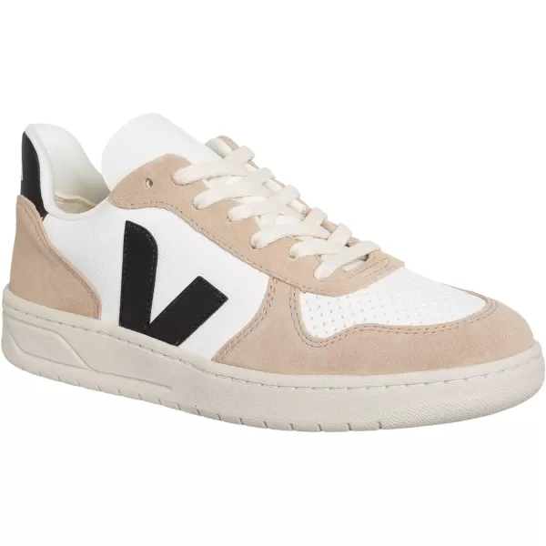 Veja Mens V10 Leather SneakersWhite  Black  Sable