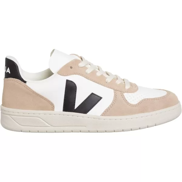 Veja Mens V10 Leather SneakersWhite  Black  Sable