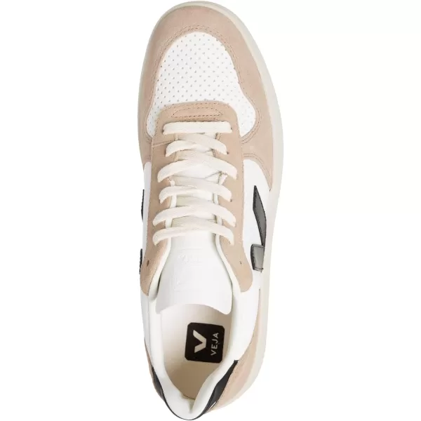 Veja Mens V10 Leather SneakersWhite  Black  Sable