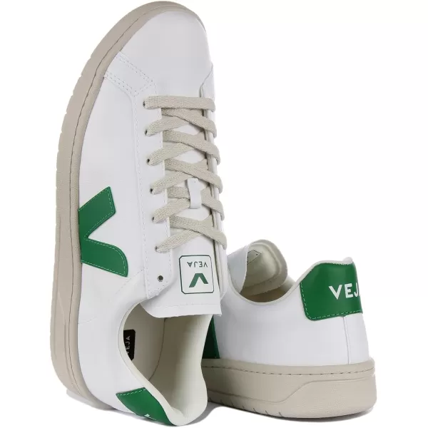 Veja Mens V10 Leather SneakersWhite  Emeraude