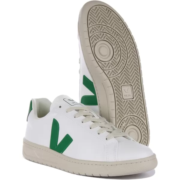 Veja Mens V10 Leather SneakersWhite  Emeraude