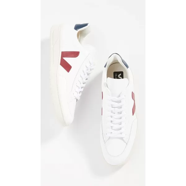 Veja Mens V10 Leather SneakersWhite  Marsala  Nautico