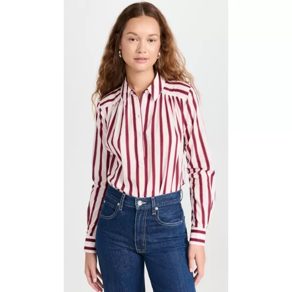 Veronica Beard Jean Womens Cambrie ShirtOff WhiteMaroon