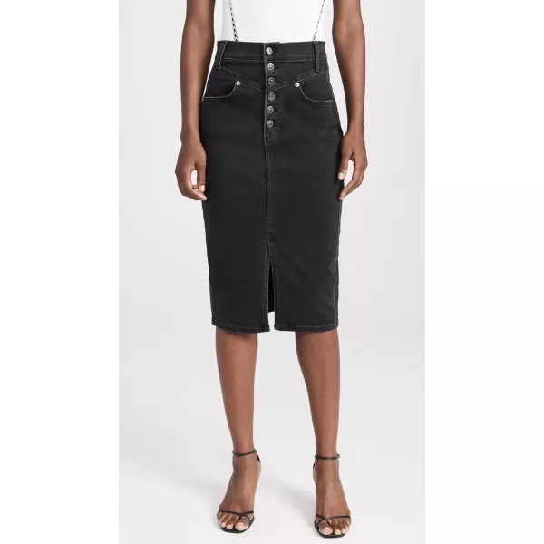 Veronica Beard Jean Womens Herron Denim Midi SkirtWashed Onyx