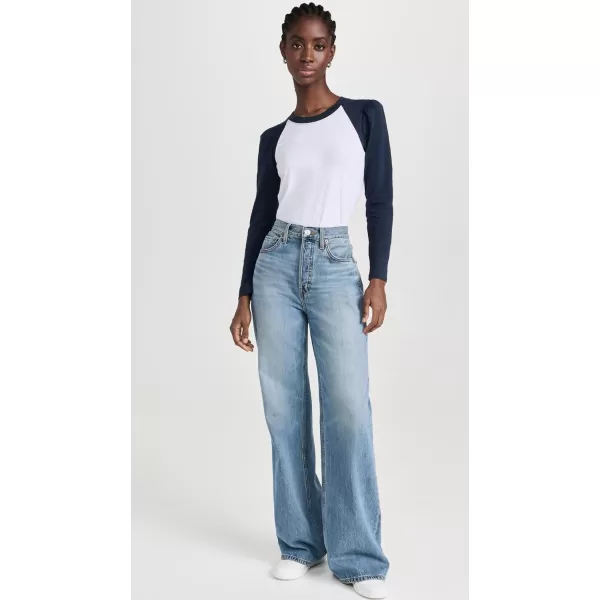 Veronica Beard Jean Womens Mason Baseball TeeWhiteNavy