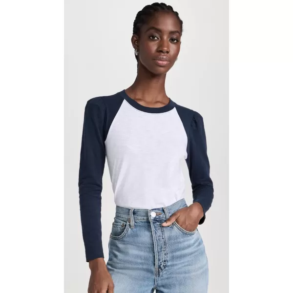 Veronica Beard Jean Womens Mason Baseball TeeWhiteNavy