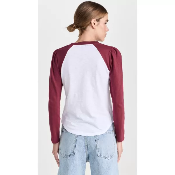 Veronica Beard Jean Womens Mason Baseball TeeWhiteRaspberry