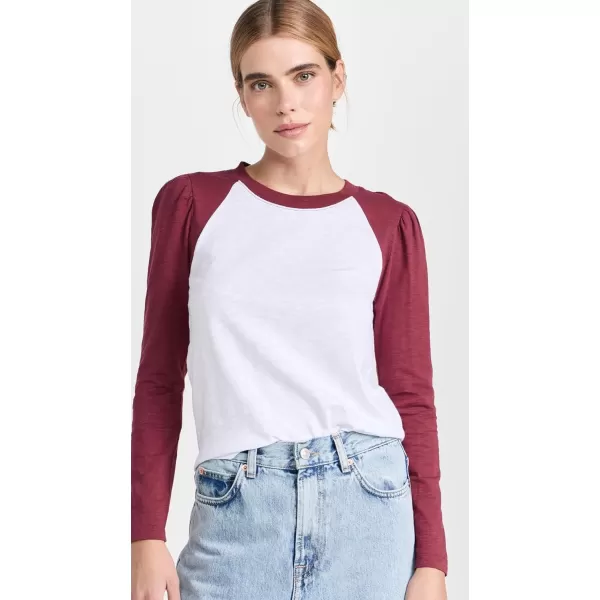 Veronica Beard Jean Womens Mason Baseball TeeWhiteRaspberry